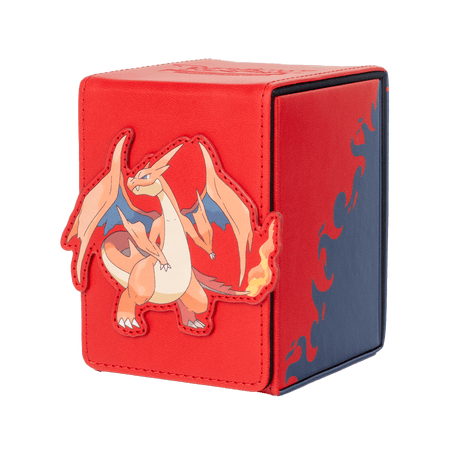 Mega Charizard Y ALCOVE® Flip DECK BOX® for the Pokémon Trading Card Game - Angle | Ultra PRO