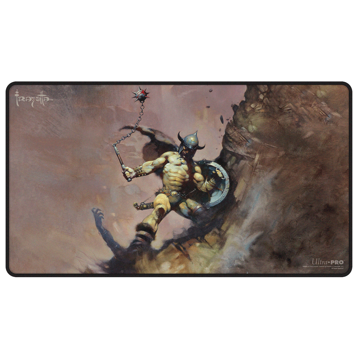 Artist Spotlight: Frank Frazetta - "Warrior with Ball and Chain" Black Stitched Playmat