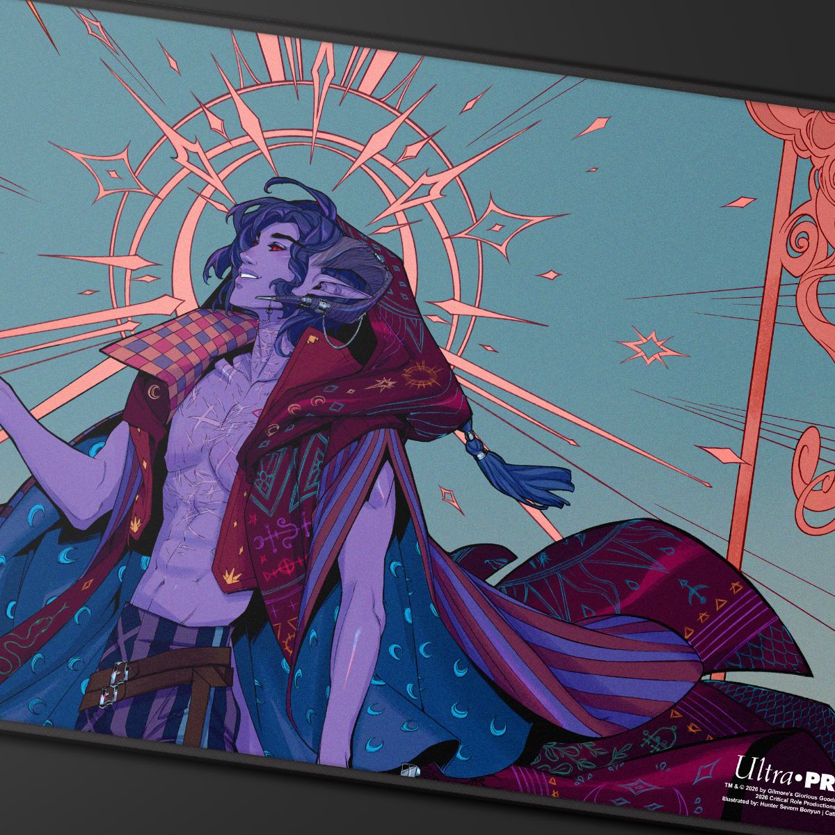 Critical Role: The Mighty Nein - Illustrated: Mollymauk Tealeaf Black-Stitched Playmat for Tabletop Gaming - Image 6 | Ultra PRO