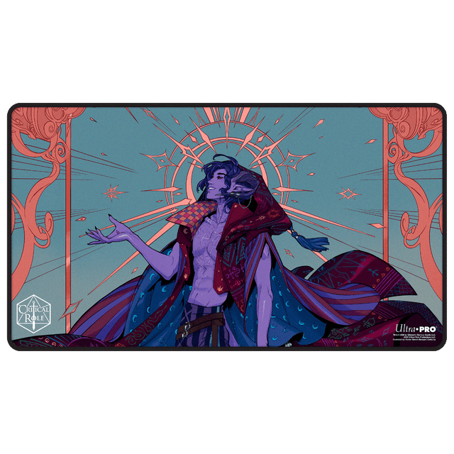 Critical Role: The Mighty Nein - Illustrated: Mollymauk Tealeaf Black-Stitched Playmat for Tabletop Gaming - Front | Ultra PRO