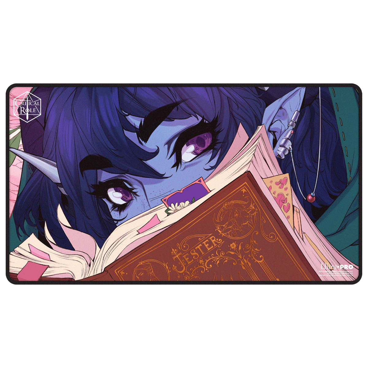 Critical Role: The Mighty Nein - Illustrated: Jester Lavorre Black-Stitched Playmat for Tabletop Gaming - Front | Ultra PRO Zoom
