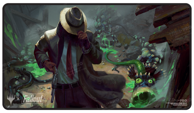 Fallout® Mysterious Stranger Black Stitched Standard Gaming Playmat for Magic: The Gathering | Ultra PRO International