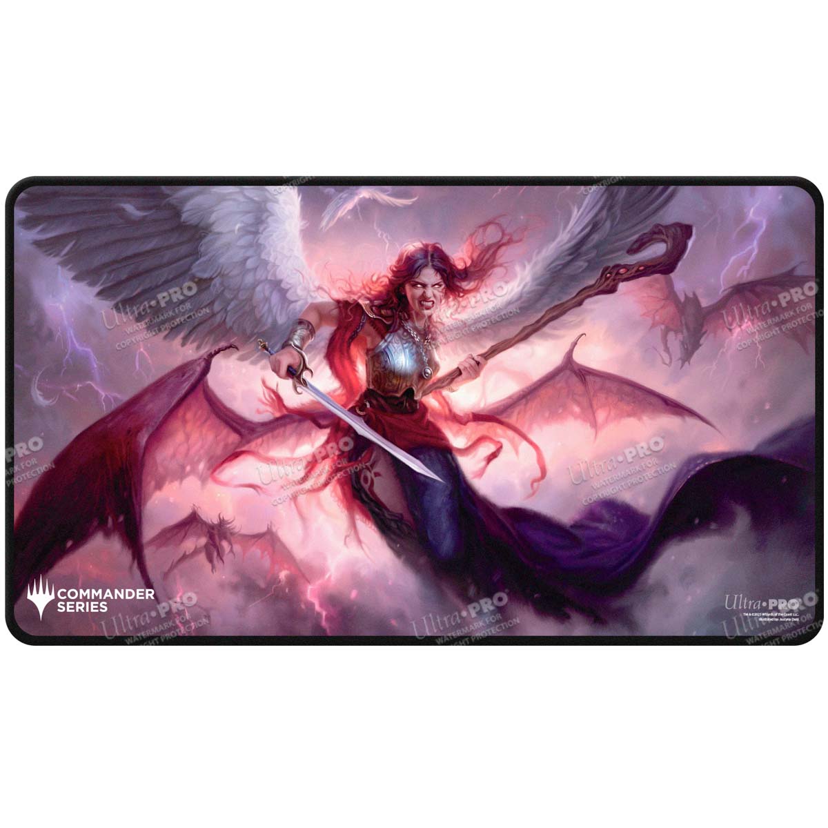 Commander Series #5 - Three Color Wedge - Kaalia (Fan-Voted) Black Stitched Playmat for Magic: The Gathering Front | Ultra PRO International