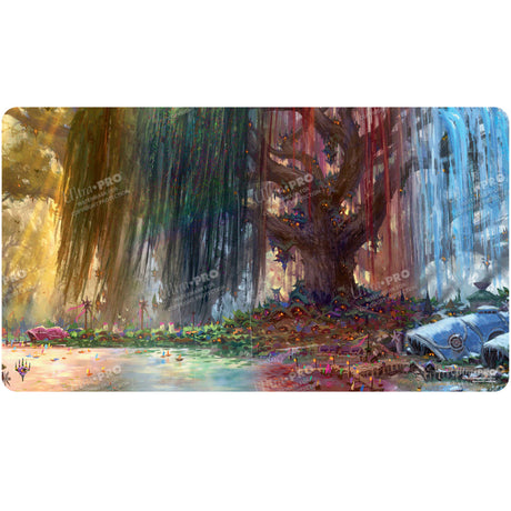 Bloomburrow Season Lands: Three Tree City (Four Seasons) AR Enhanced Standard Gaming Playmat Multi for Magic: The Gathering Front | Ultra PRO International 