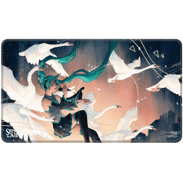 Hatsune Miku Retrospective - Secret Lair Sale 9- Stitched Edge Playmat for Magic: The Gathering - (Winter) Swan Song Front | Ultra PRO International