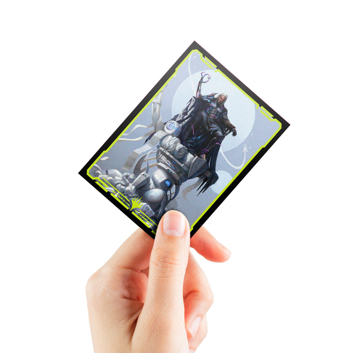 Edge of Eternities Tezzeret, Cruel Captain 100ct Deck Protector Sleeves in Clear Box for Magic: The Gathering Hand