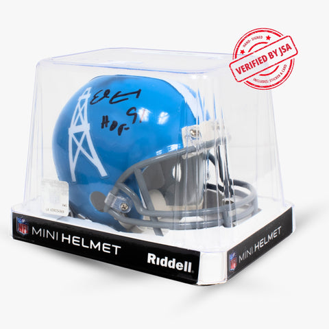 Earl Campbell Autographed Houston Oilers Mini Replica Football Helmet + Display