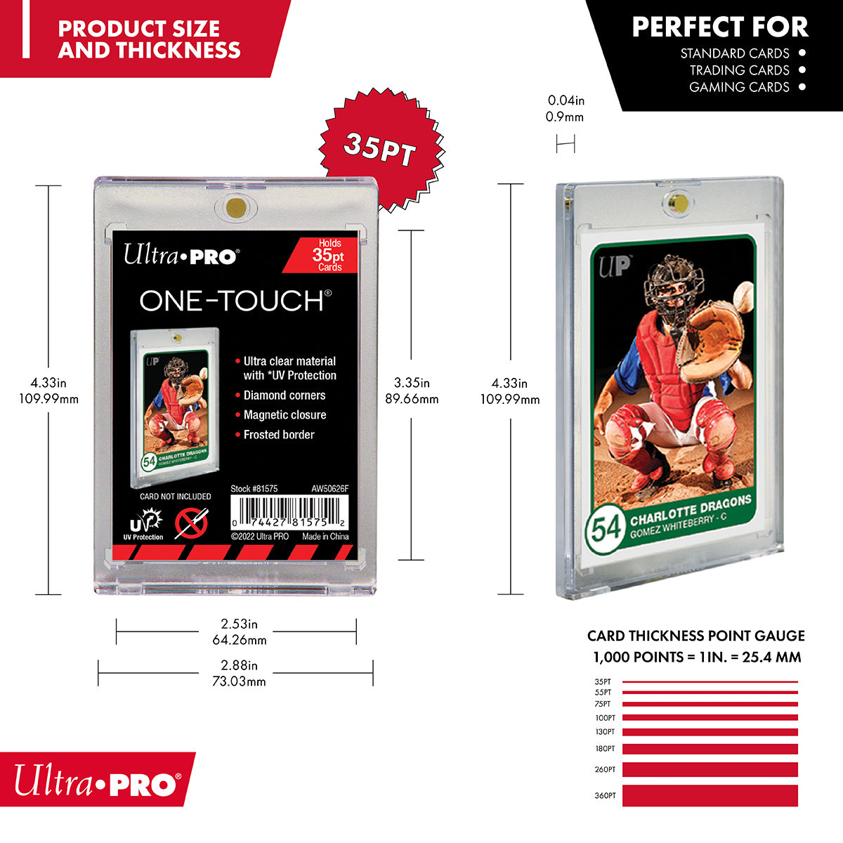 35PT UV ONE-TOUCH® Magnetic Holder - Dimensions | Ultra PRO