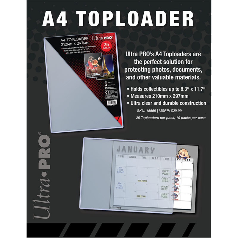 Clear A4 Toploaders (25ct) for 210mm x 297mm (8.3" x 11.7") | Ultra PRO International