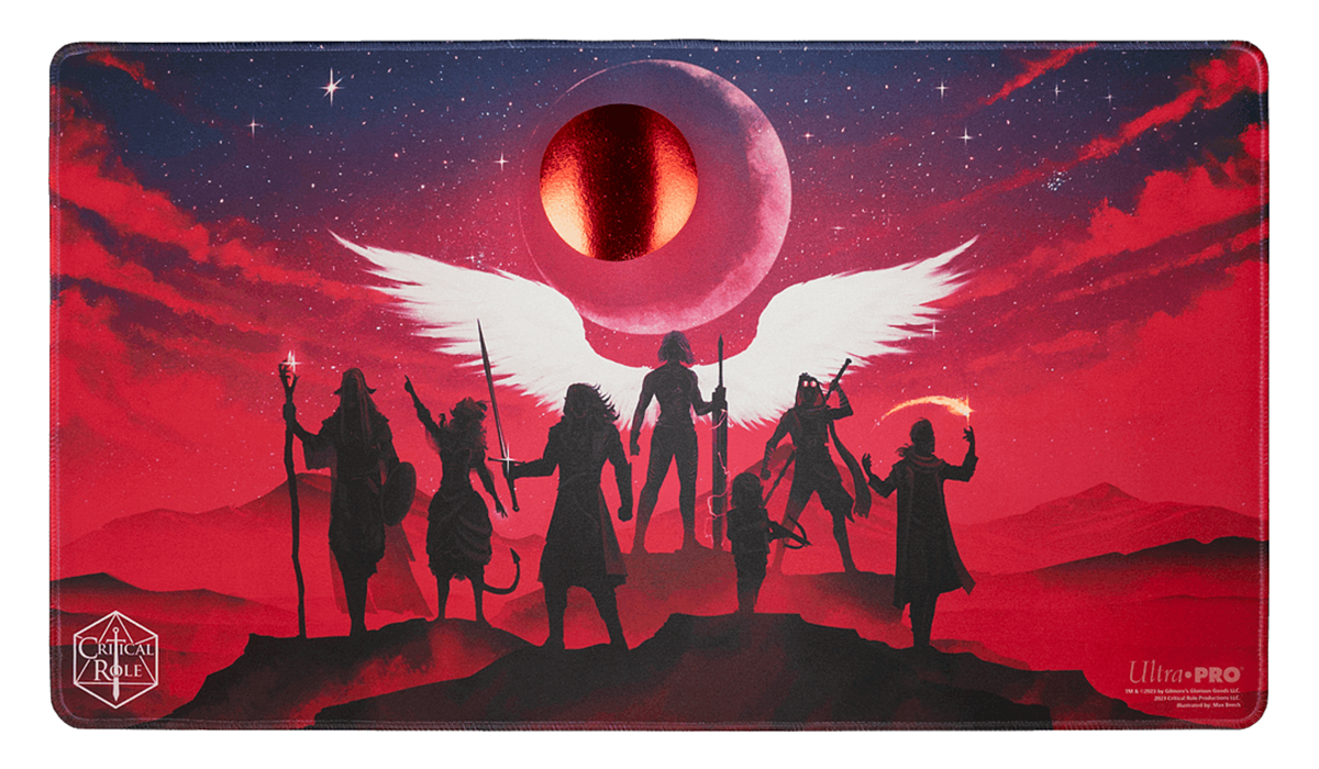 Critical Role Stitched Edge Playmat with Spot Foil with Mighty Nein Silhouette Art by Max Beech | Ultra PRO International