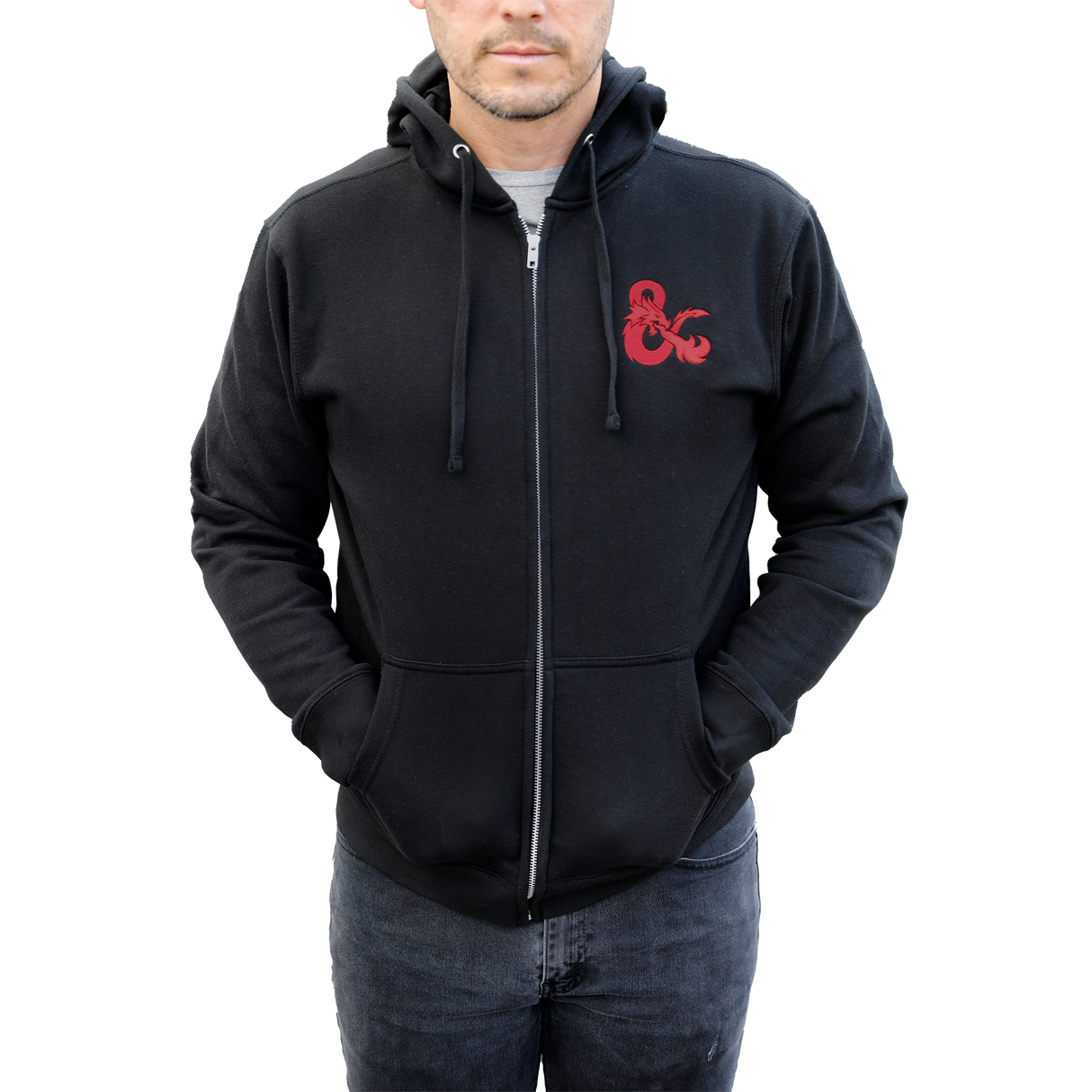 D&D Zip-Up Hoodie - Black with Red Logo | Ultra PRO International