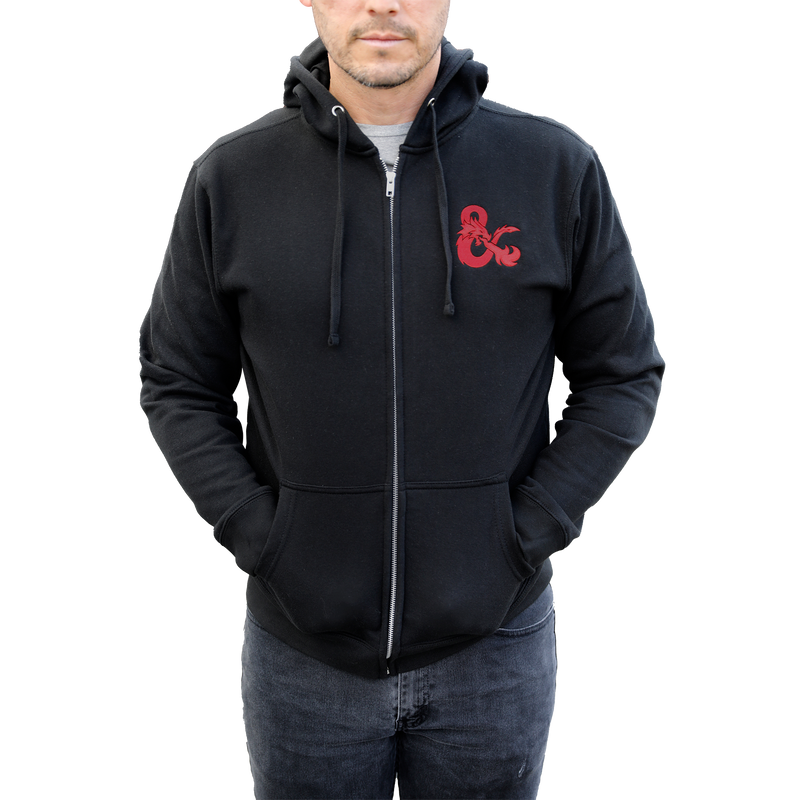 D&D Zip-Up Hoodie - Black with Red Logo | Ultra PRO International