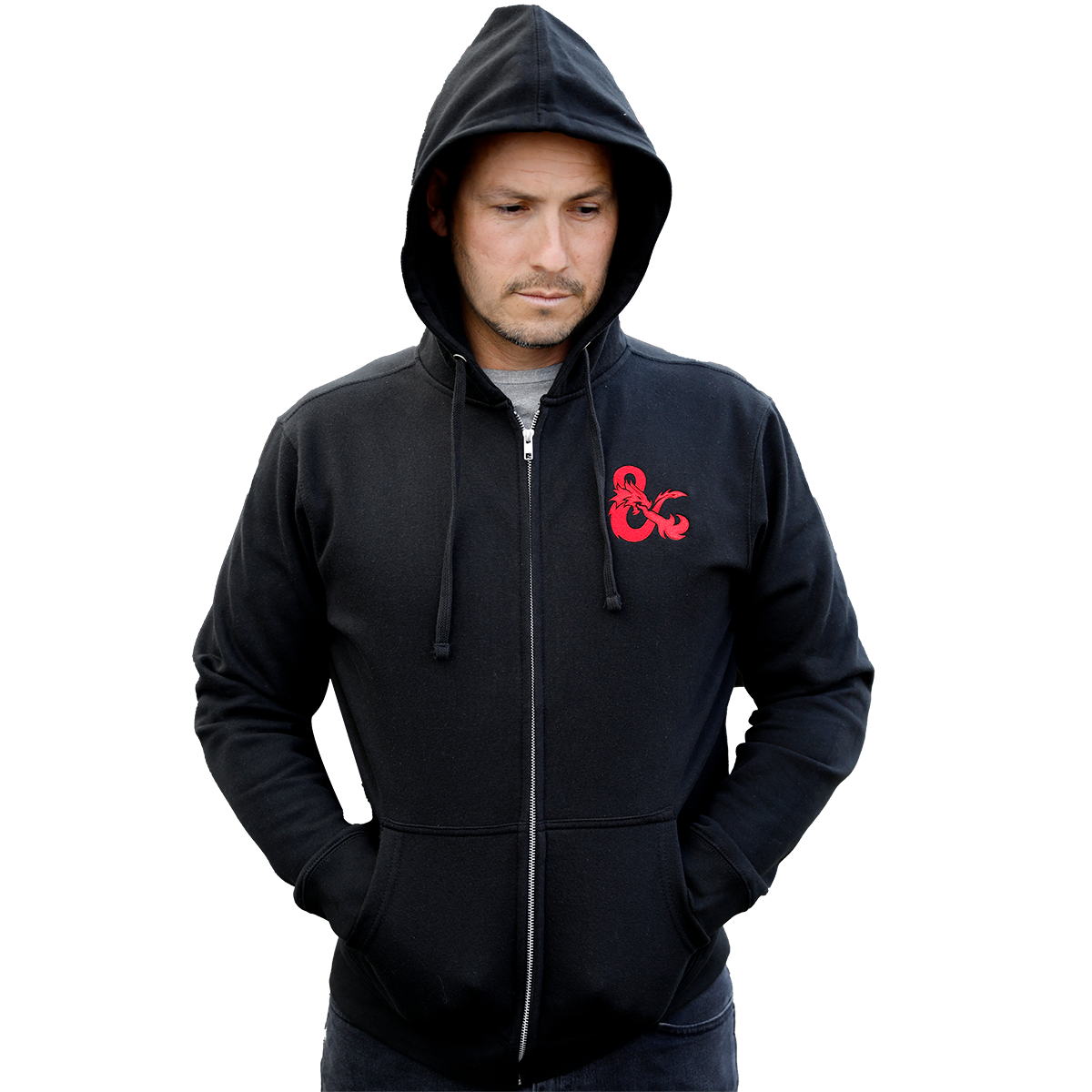 D&D Zip-Up Hoodie - Black with Red Logo | Ultra PRO International