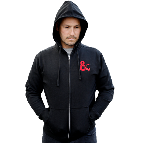 D&D Zip-Up Hoodie - Black with Red Logo | Ultra PRO International