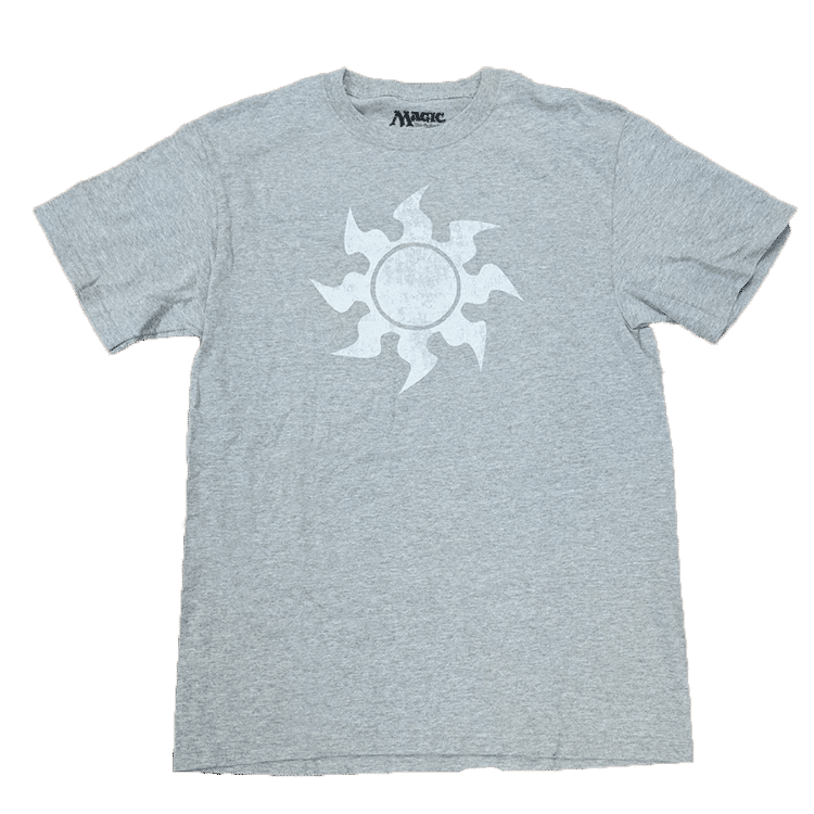 Distressed White Mana T-shirt for Magic: The Gathering