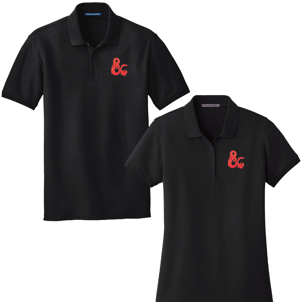 Dungeons & Dragons Embroidered Polo Shirt - Black with Red D&D Logo ...