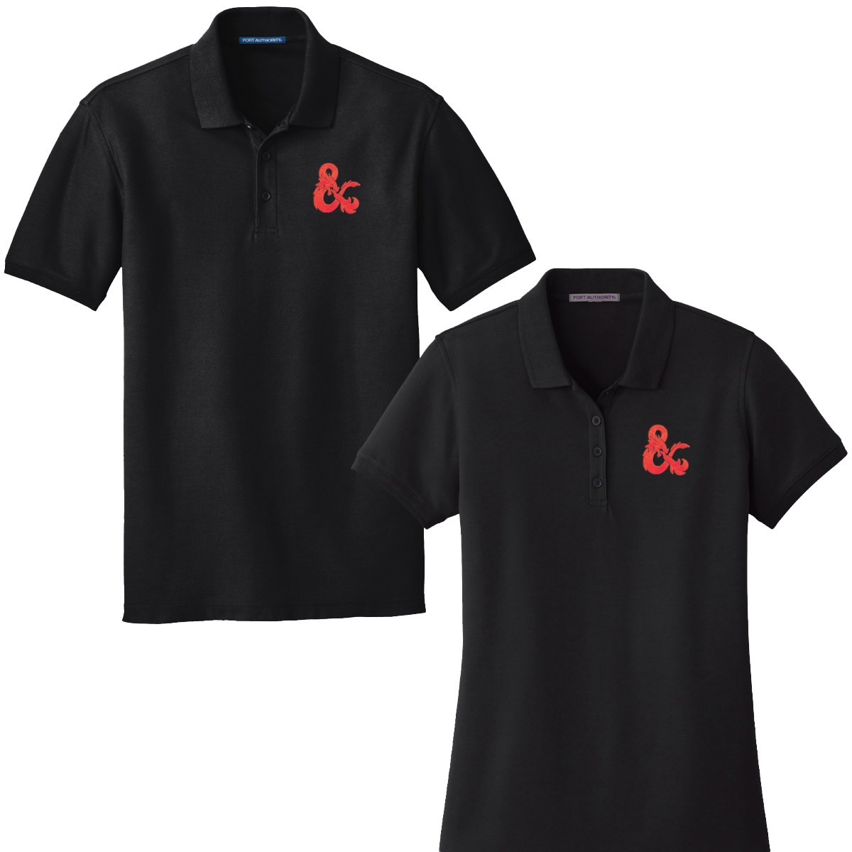 Dungeons & Dragons Embroidered Polo Shirt - Black with Red D&D Logo | Ultra PRO International