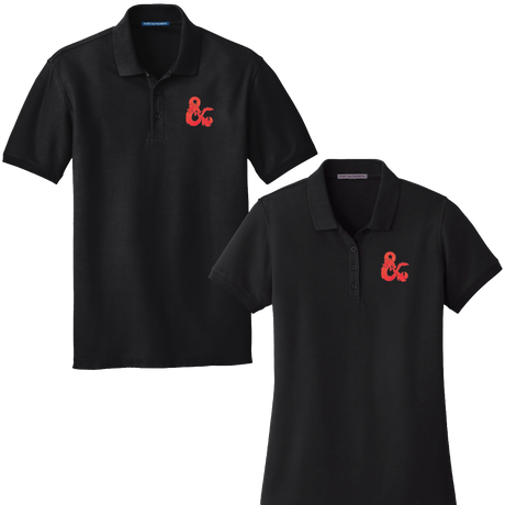 Dungeons & Dragons Embroidered Polo Shirt - Black with Red D&D Logo | Ultra PRO International