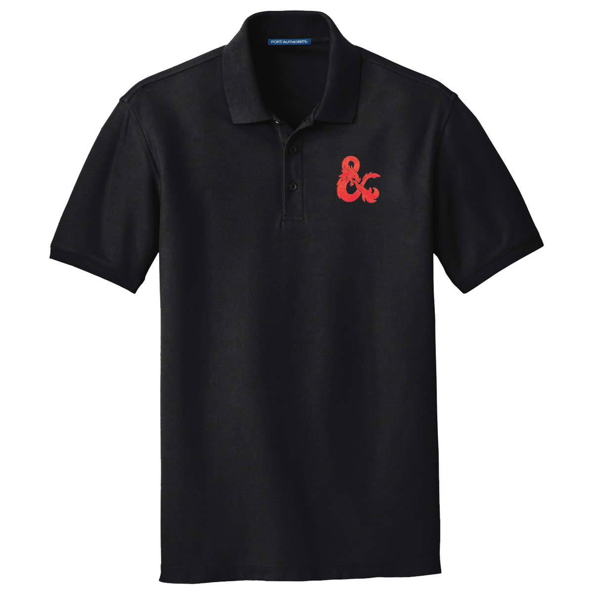 Dungeons & Dragons Embroidered Polo Shirt - Black with Red D&D Logo | Ultra PRO International