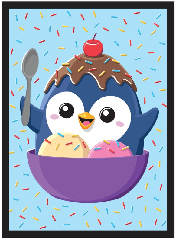 Ice Cream Penguin - Double-Matte White Core Sleeves