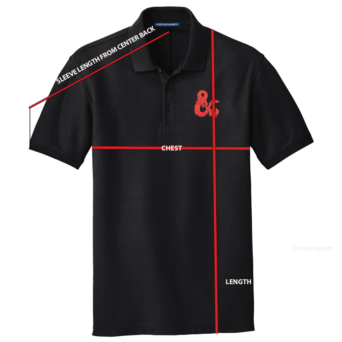 Dungeons & Dragons Embroidered Polo Shirt - Black with Red D&D Logo | Ultra PRO International