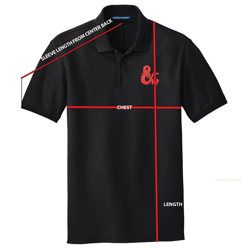 Dungeons & Dragons Embroidered Polo Shirt - Black with Red D&D Logo