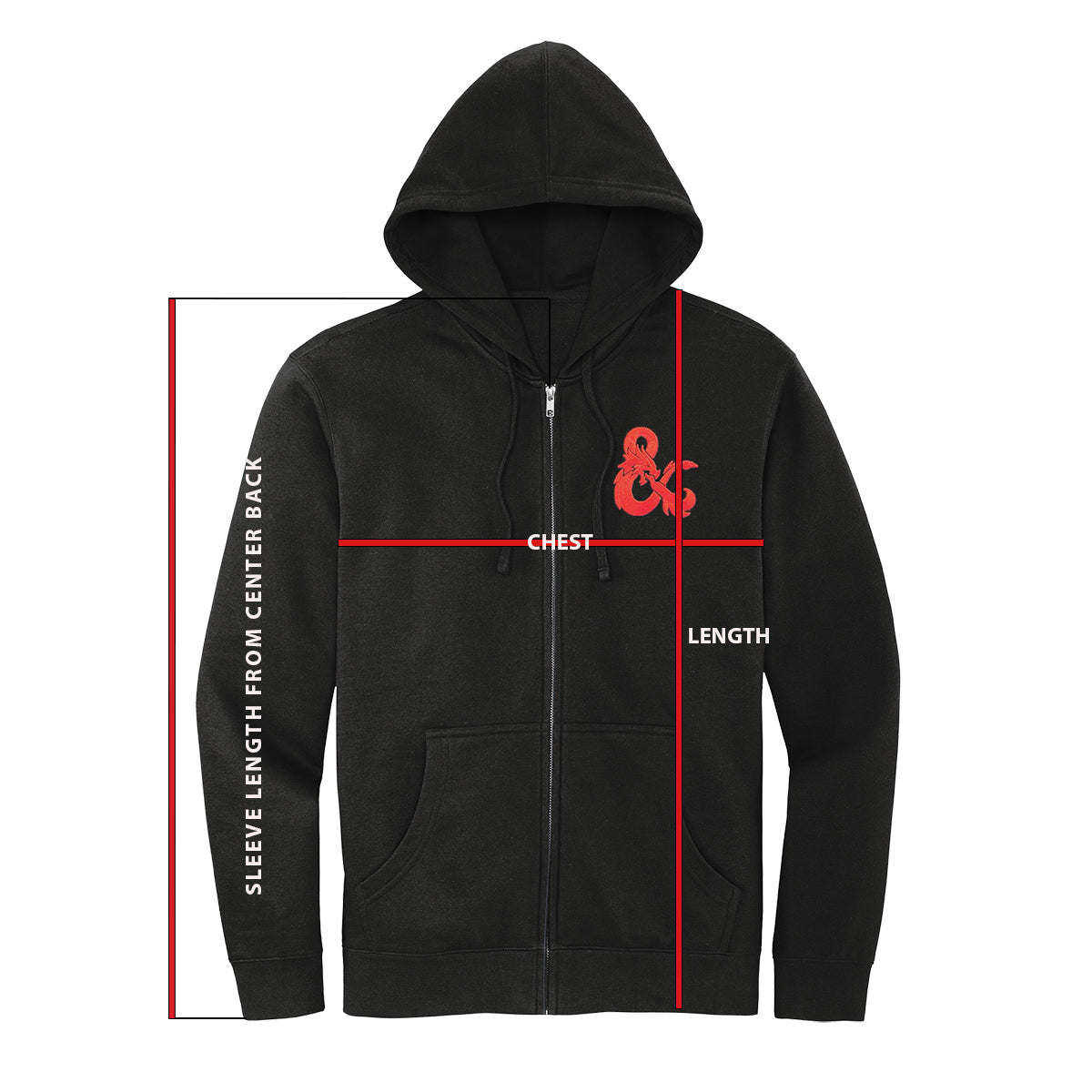 D&D Zip-Up Hoodie - Black with Red Logo | Ultra PRO International