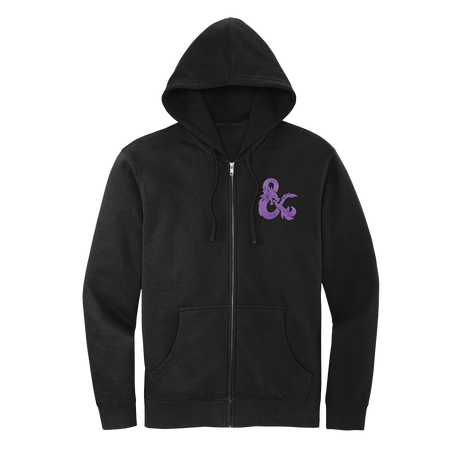 Dungeons & Dragons Zip-Up Hoodie - Black with Purple D&D Logo | Ultra PRO International
