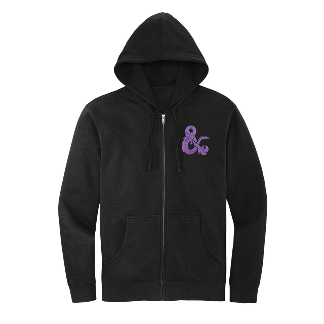 Dungeons & Dragons Zip-Up Hoodie - Black with Purple D&D Logo | Ultra PRO International