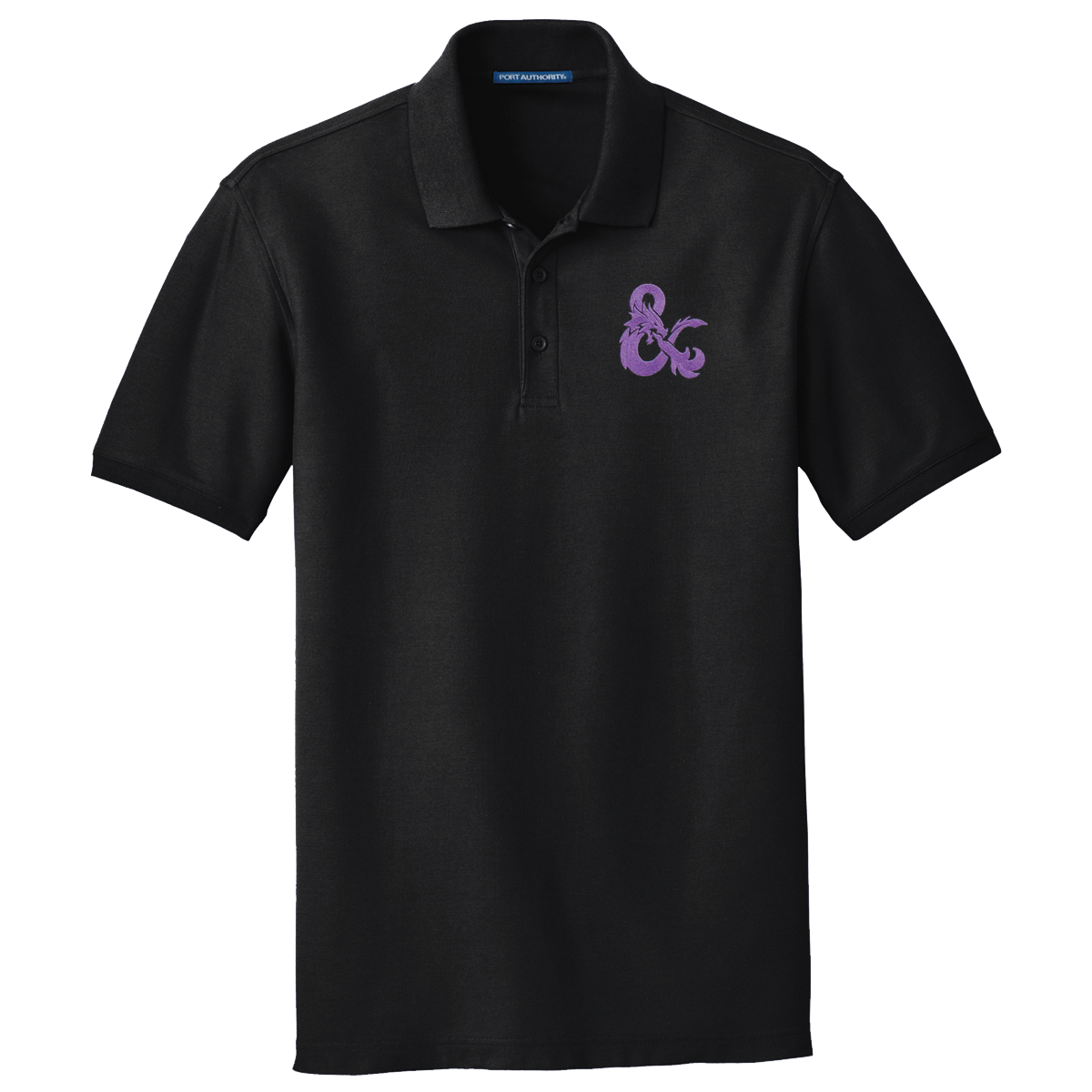 Dungeons & Dragons Embroidered Polo Shirt - Black with Purple D&D Logo | Ultra PRO International