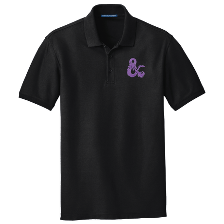 Dungeons & Dragons Embroidered Polo Shirt - Black with Purple D&D Logo | Ultra PRO International