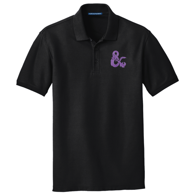 Dungeons & Dragons Embroidered Polo Shirt - Black with Purple D&D Logo | Ultra PRO International
