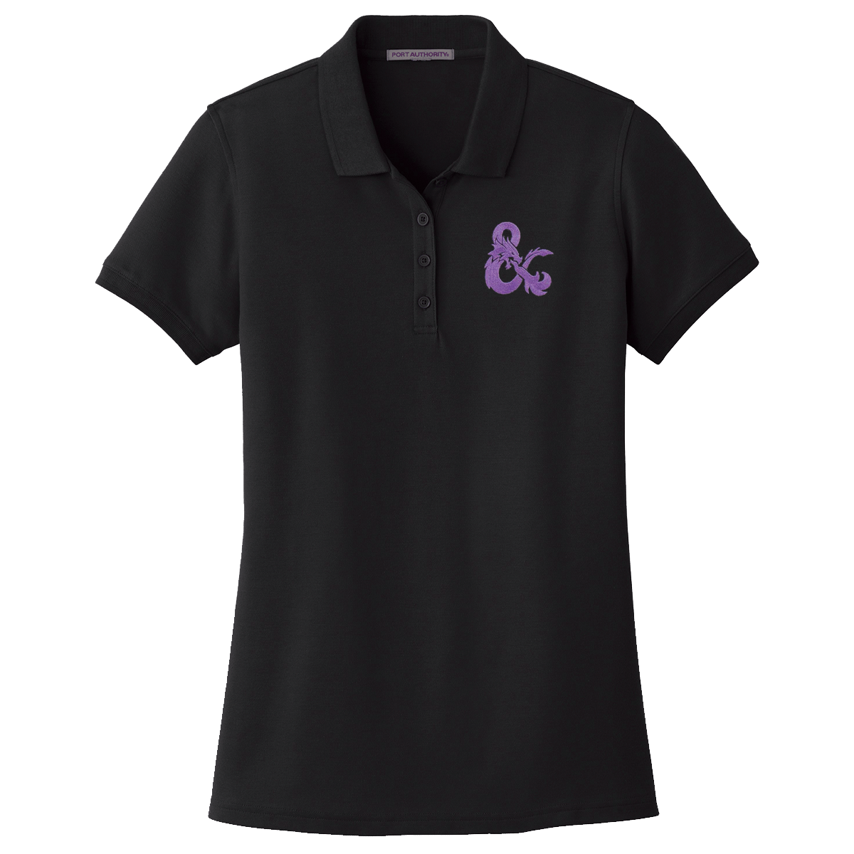 Dungeons & Dragons Embroidered Polo Shirt - Black with Purple D&D Logo | Ultra PRO International