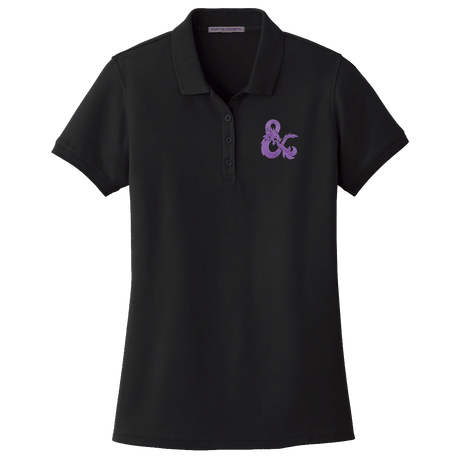 Dungeons & Dragons Embroidered Polo Shirt - Black with Purple D&D Logo | Ultra PRO International