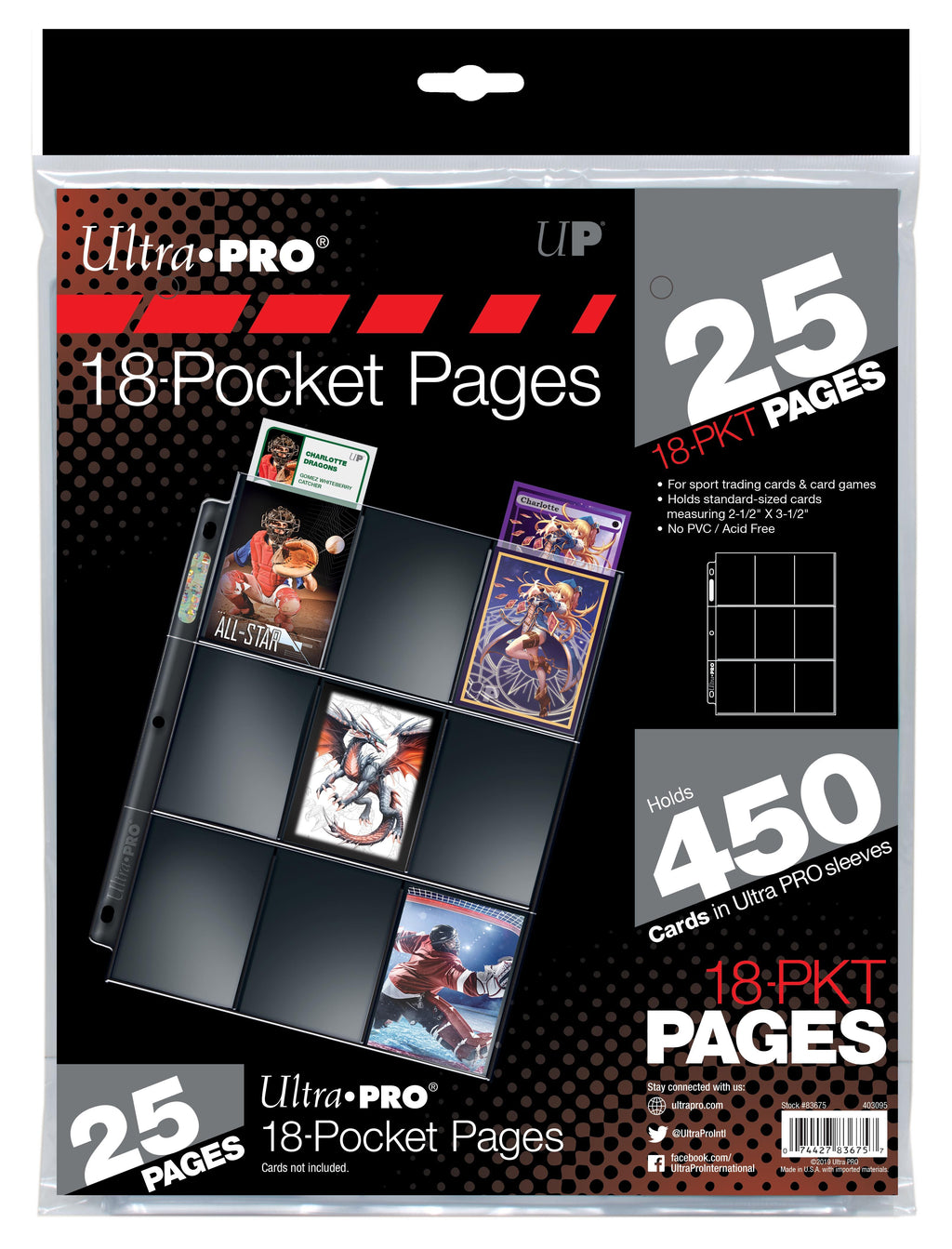  Ultra Pro 20 (Twenty) Single 8-Pocket Pages - Eight Pockets  Coupon Page (8 Top Load/Horizontal Slots) : Office Products