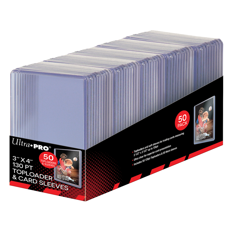 3" x 4" Super Thick 130pt Toploader & Thick Card Sleeves Combo (50ct) for  Standard Size Cards | Ultra PRO International