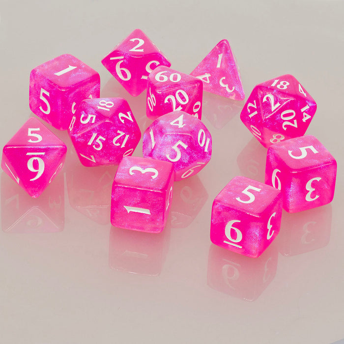 Eclipse Acrylic RPG Dice Set (11ct), Hot Pink