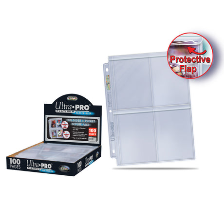 Premium Series 4-Pocket Secure Pages (100ct) for Toploaders | Ultra PRO International