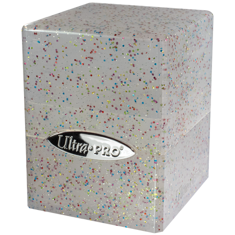 Glitter Satin Cube - Blue - Angle | Ultra PRO