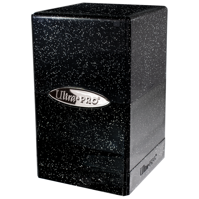 Glitter Satin Tower Deck Box - Blue - Angle | Ultra PRO