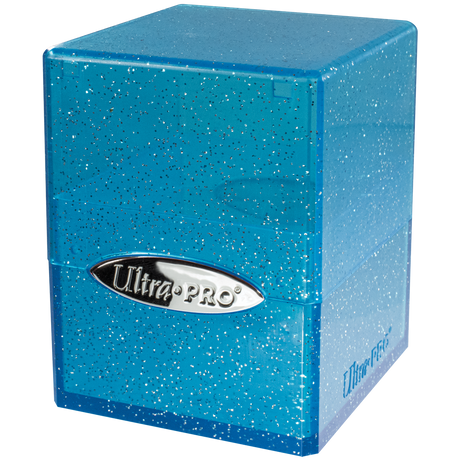 Glitter Satin Cube - Blue - Angle | Ultra PRO