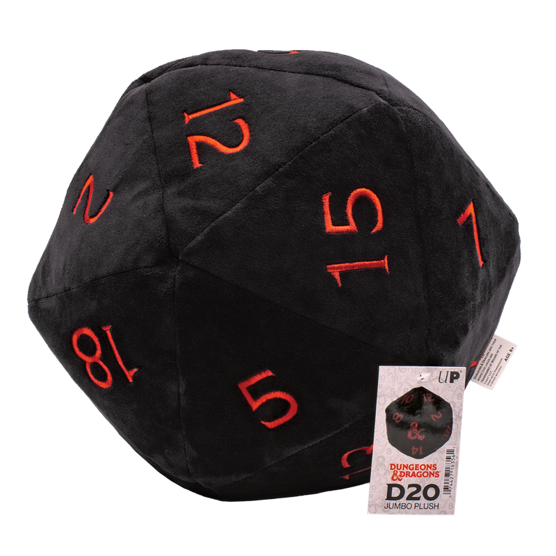 Jumbo Black D20 Novelty Dice Plush for Dungeons & Dragons