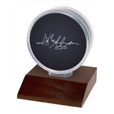 Hockey Dark Wood Base Puck Display Holder | Ultra PRO International