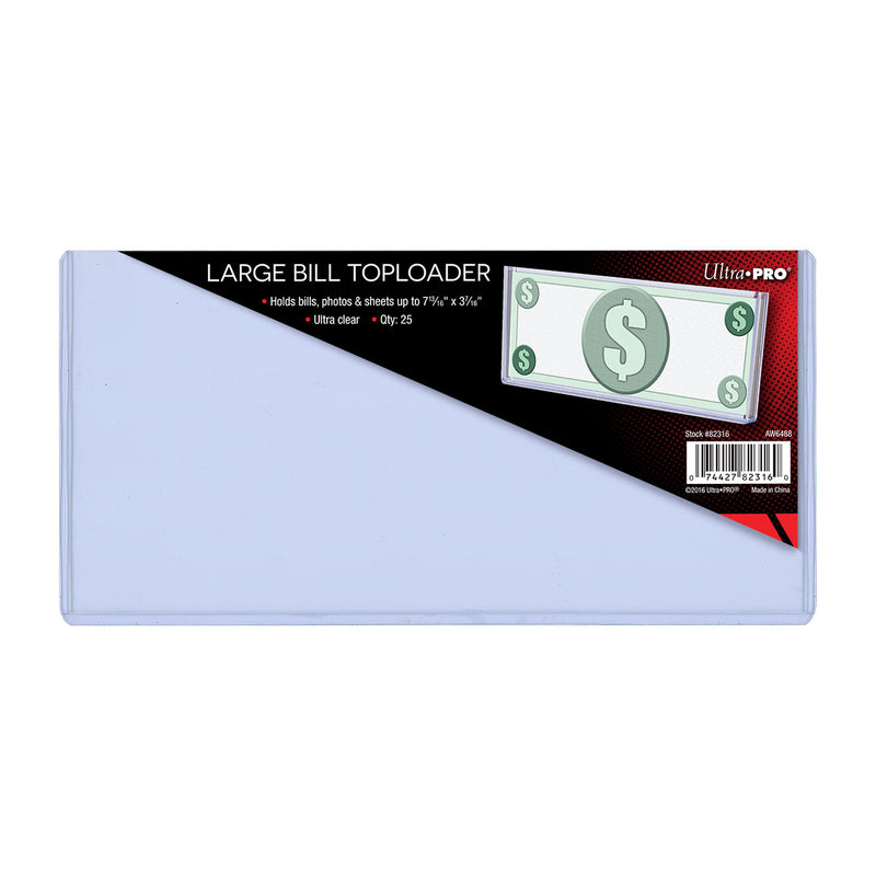 Large Currency Toploaders (25ct) for 7-13/16" x 3-7/16" Bills | Ultra PRO International