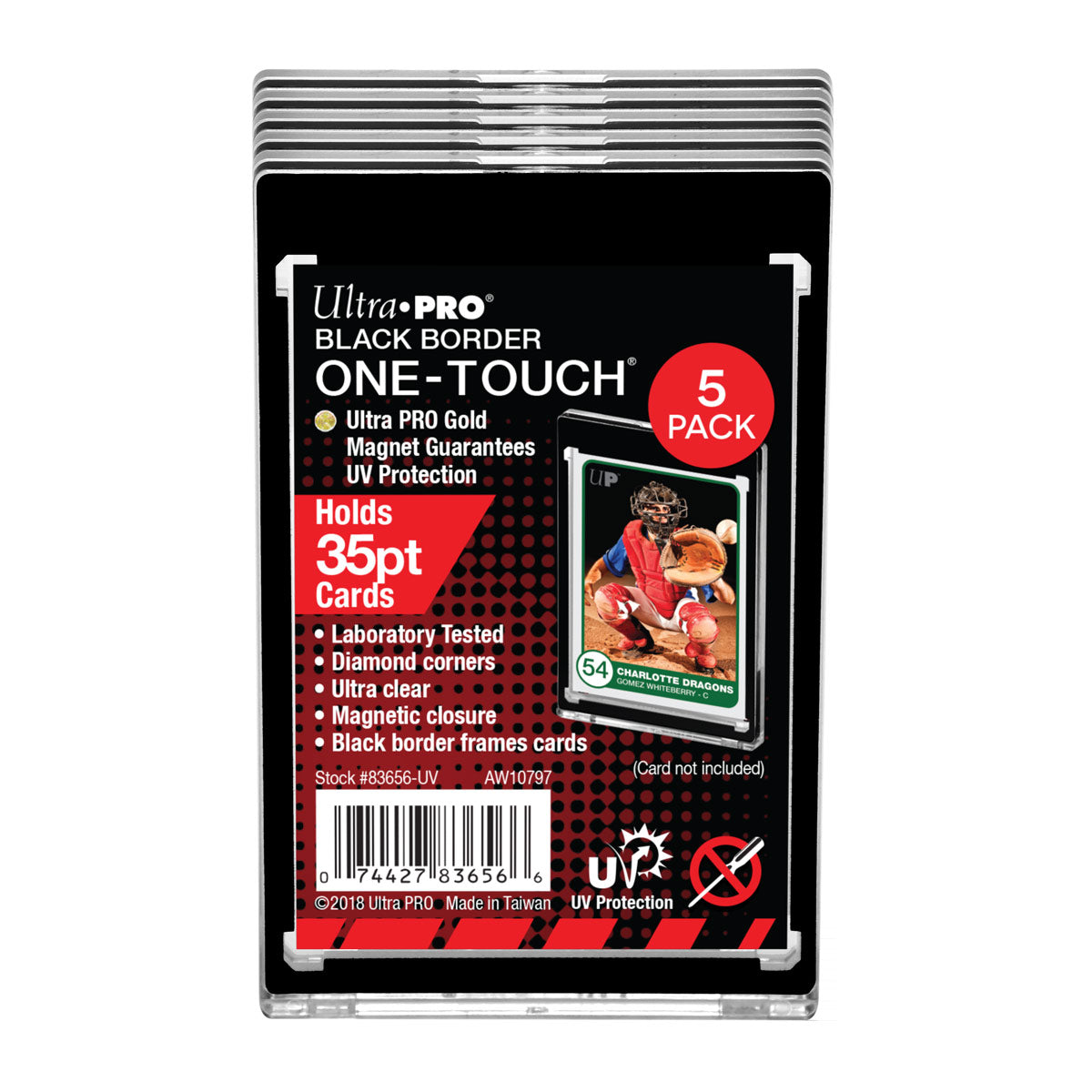 35PT Black Border UV ONE-TOUCH Magnetic Holder (5 ct. retail pack) - Ultra PRO International
