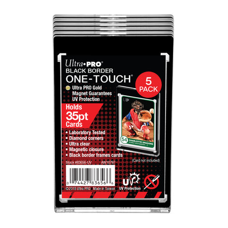 35PT Black Border UV ONE-TOUCH Magnetic Holder (5 ct. retail pack) - Ultra PRO International