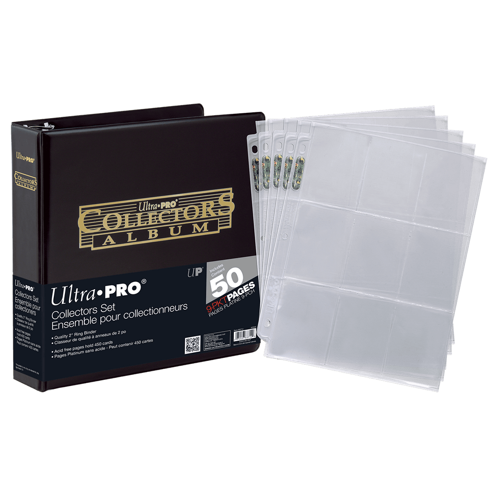 2 Black and Gold Foil Collectors Album with 9-Pocket Platinum Pages (50ct)  for Trading Cards