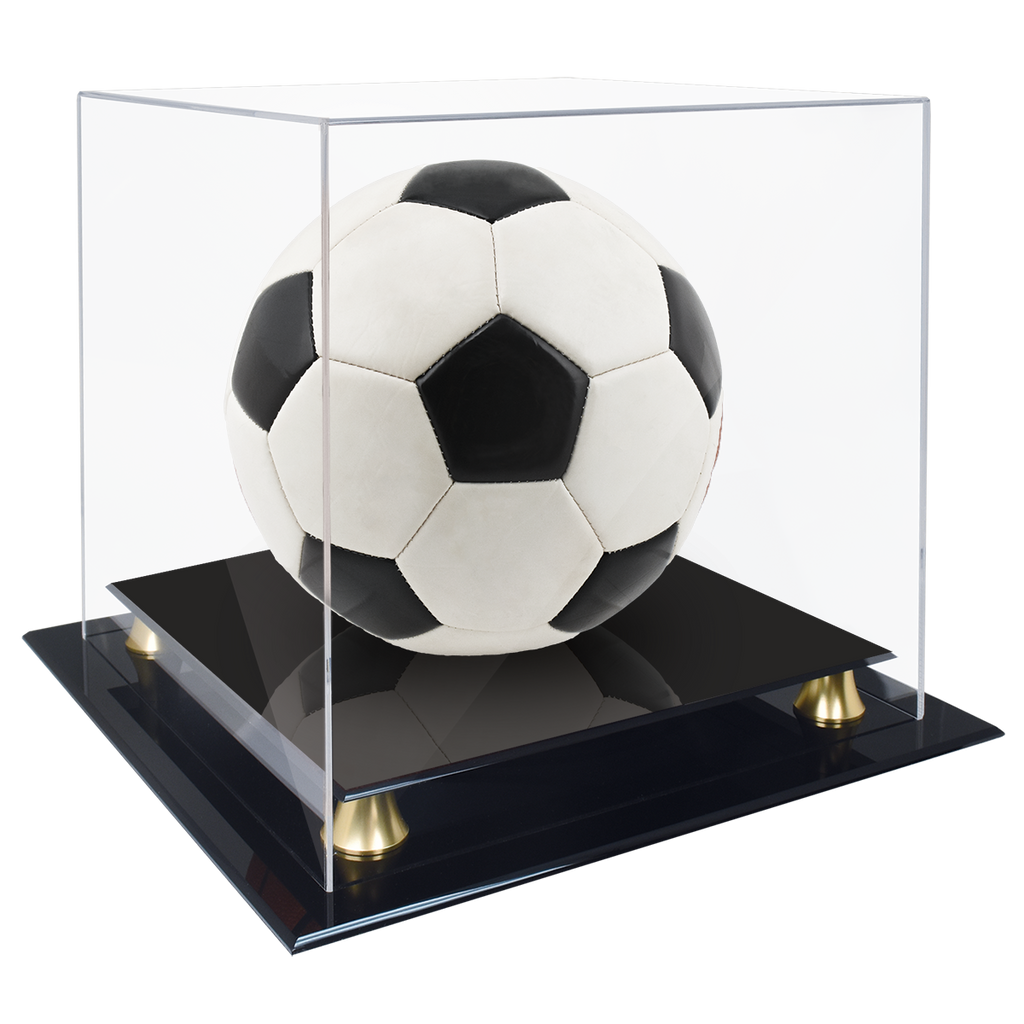 Acrylic Football Cube Presentation Display Case Box & Ball Holder