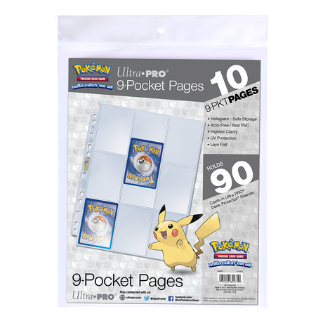  9-Pocket 11-Hole Punch Pages (10ct) for Pokémon | Ultra PRO International