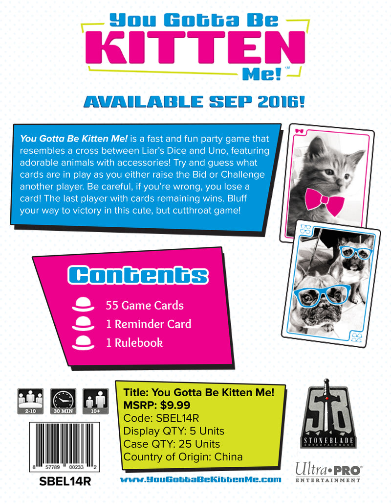 You Gotta Be Kitten Me!: Bluffing card game for ages 10 and up | Ultra PRO Entertainment